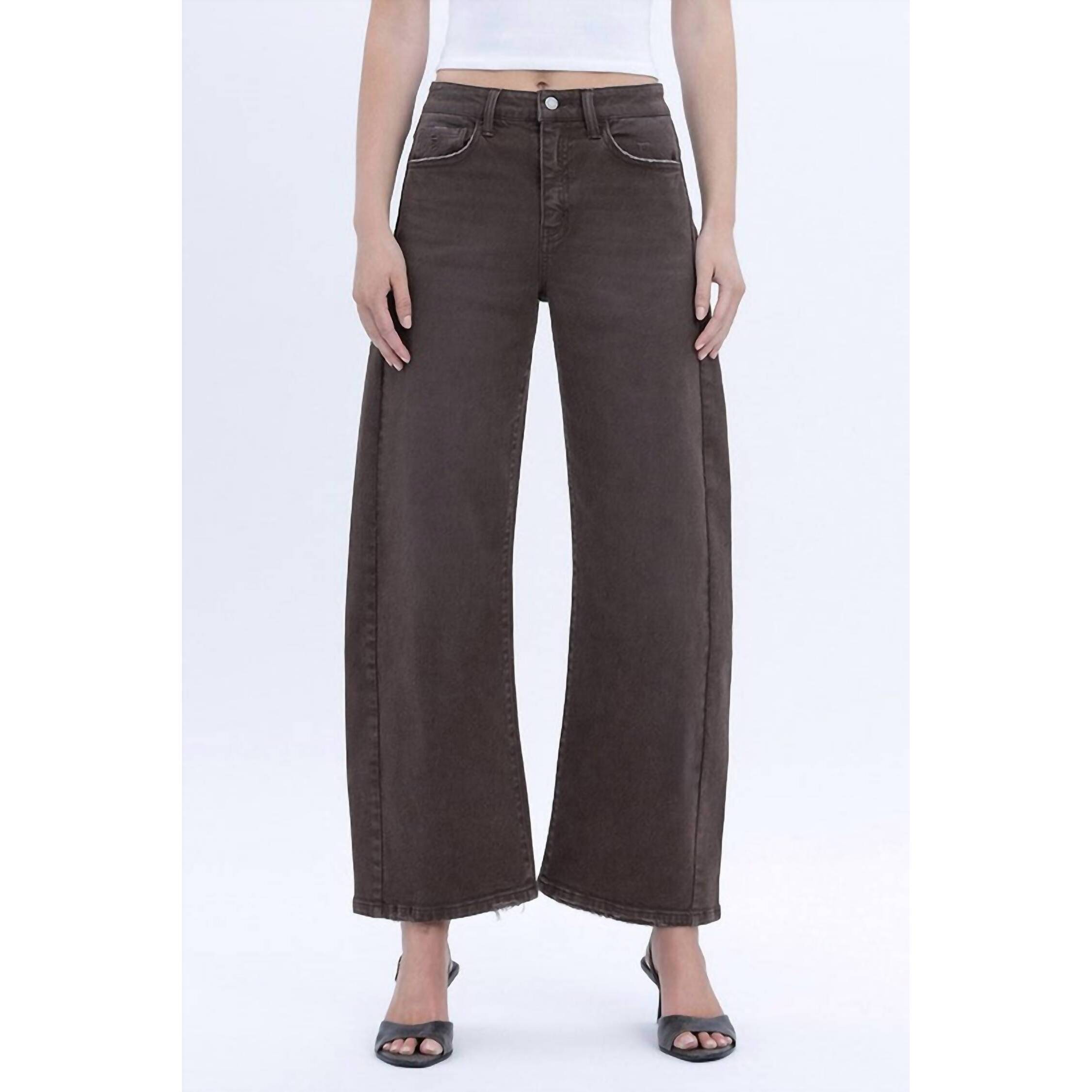 New Vervet By Flying Monkey Super High Rise Ankle Barrel Jean In Toasted